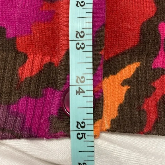 Talbots 100% Cashmere Multicolor Floral 3/4 Sleeve Cardigan Sweater. Women’s L - Picture 6 of 9